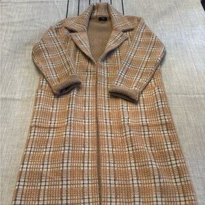 Tahari Checkered Coat in Beige and Black